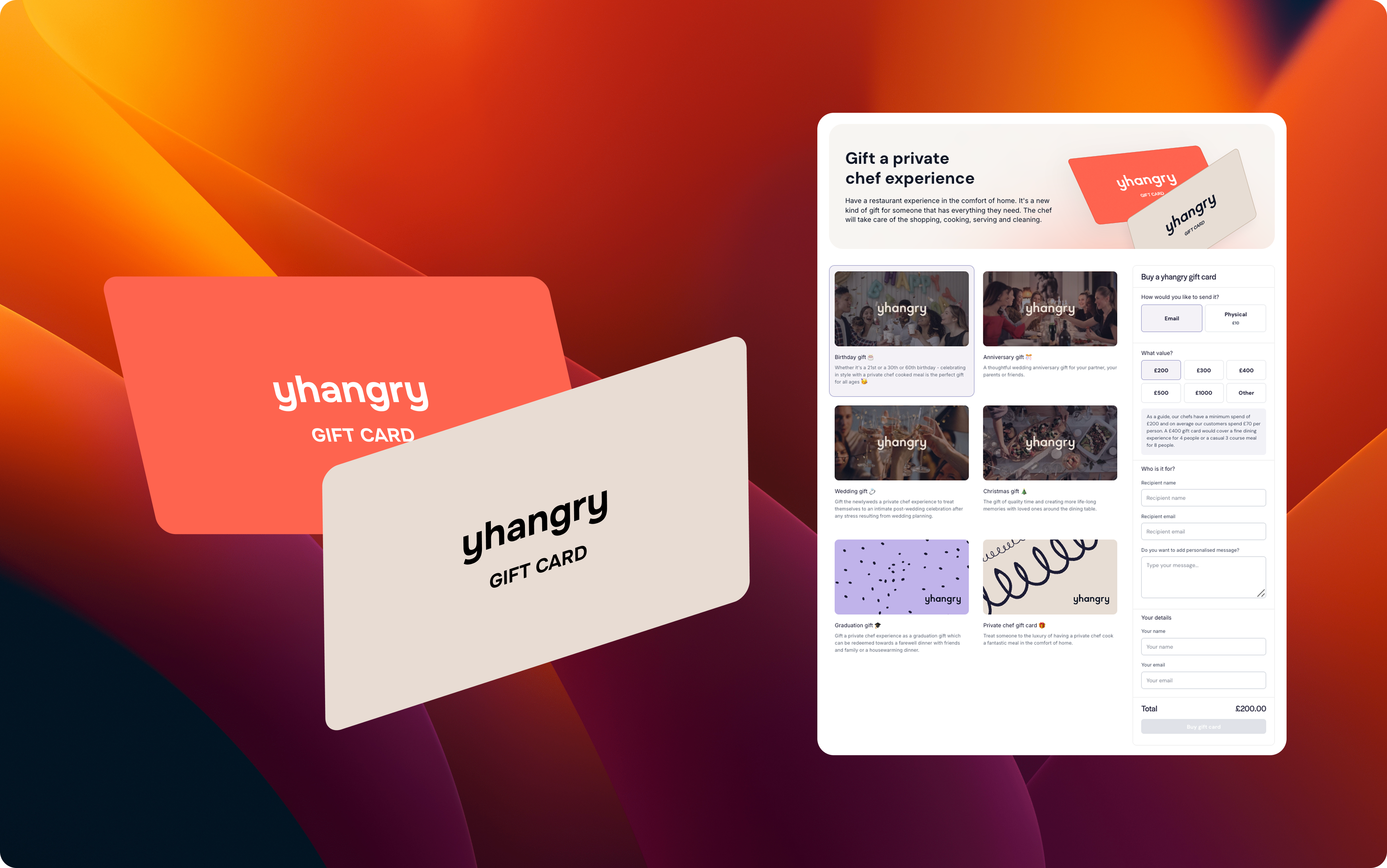 Yhangry Gift Cards Overview